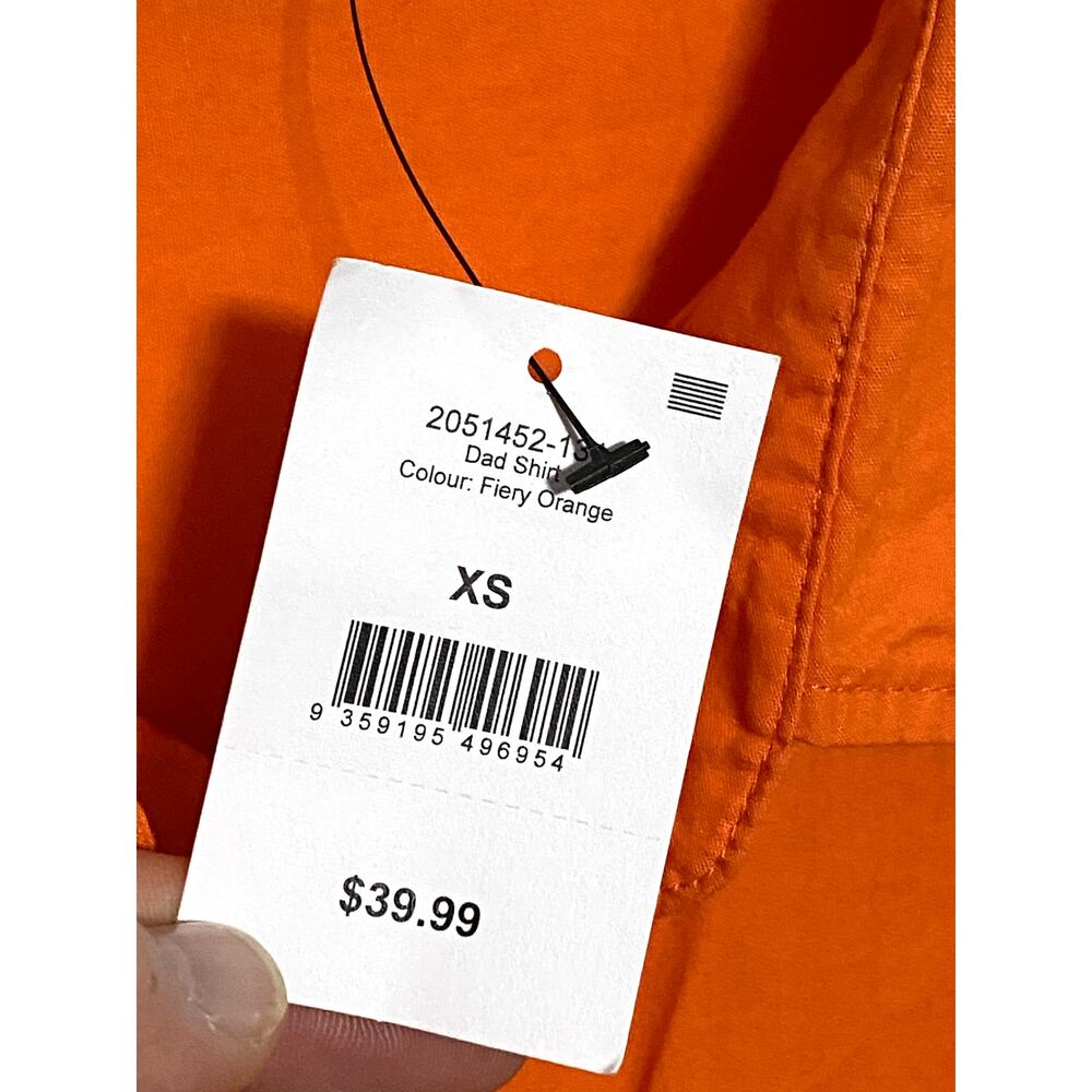 Cotton:On Oversized Orange Button Dad Shirt Womens XS Organic Cotton Casual NWT - Picture 6 of 8